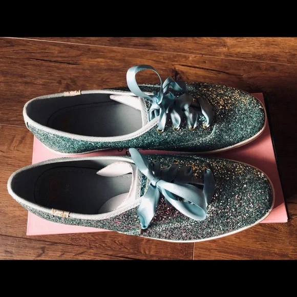 KATE SPADE/KEDS-NWT Aqua Glitter Sneakers - Picture 9 of 16